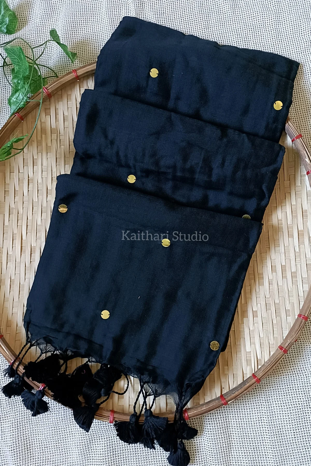 Soft Cotton Sarees with Sequins – Black – <span>KS034</span>