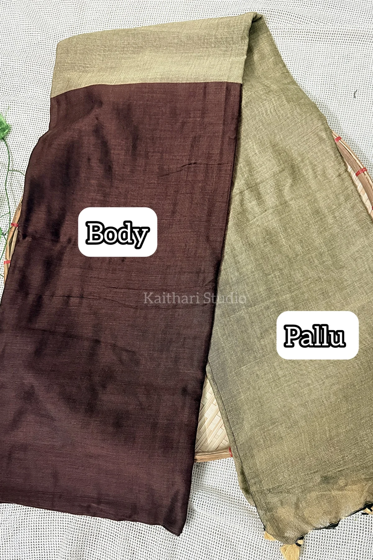 Soft cotton Plain Saree – Brown with Sandal – <span>KS060</span>